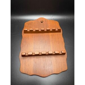 Woodcraftery Wall Mount Spoon Display Rack Holder 2 Tier Rustic Wood 10.5x7